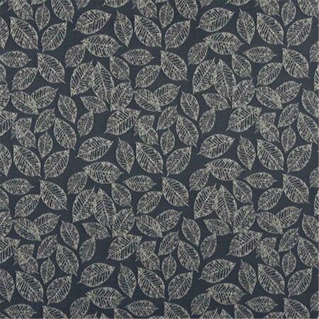 DESIGNER FABRICS 54 in. Wide Navy Blue- Floral Leaf Jacquard Woven Upholstery Fabric B618